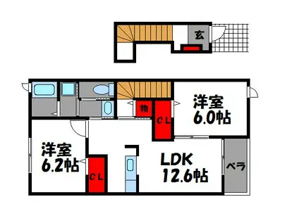 グランデ ムツミ(2LDK/2階)の間取り写真