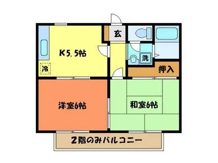 ツインコートピュア(2DK/2階)の間取り写真