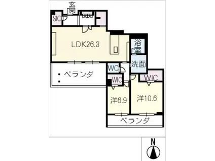 プレミアスゲート(2LDK/3階)の間取り写真