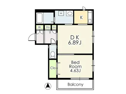 サン・ヒルズ光が丘(1DK/1階)の間取り写真