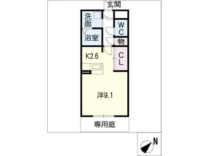 シャルムメゾンB棟(ワンルーム/1階)の間取り写真