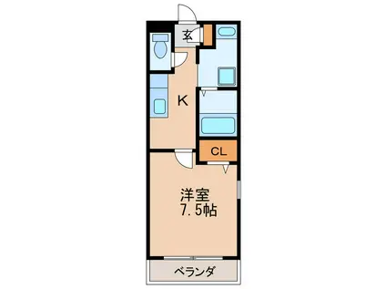 カーササンシャイン(1K/1階)の間取り写真