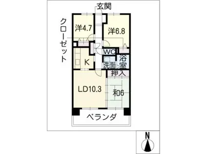 サンコート桃花台D棟(3LDK/6階)の間取り写真