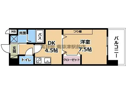 ヴェルジュ南草津II(1DK/3階)の間取り写真