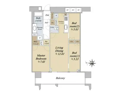 スカイズタワー&ガーデン(3LDK/21階)の間取り写真