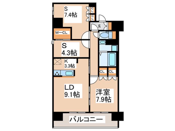 リーラ横浜川和町(1SLDK/2階)の間取り写真
