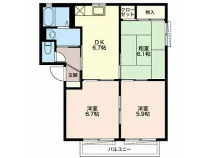 ボナールBC(3DK/2階)の間取り写真