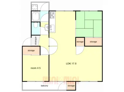 狩口台 30号棟(2LDK/5階)の間取り写真