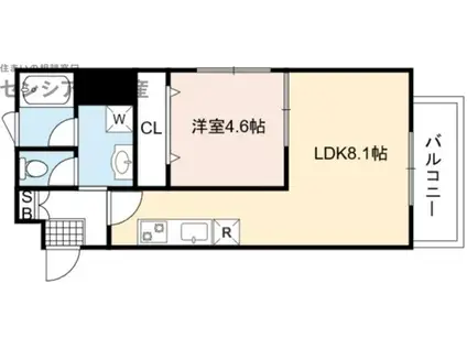 GLAD SEKIME(1LDK/6階)の間取り写真