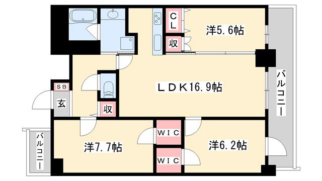 ツナマヨレジデンス(3LDK/9階)の間取り写真