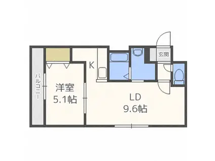 ブロサム桑園(1LDK/2階)の間取り写真