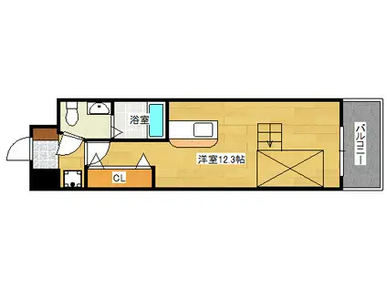 S-FORT鶴見町(ワンルーム/12階)の間取り写真