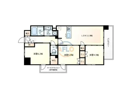 プレシス阿倍野阪南町イースト(3LDK/15階)の間取り写真