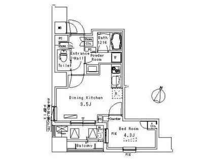 マスターズコート北品川(1LDK/6階)の間取り写真
