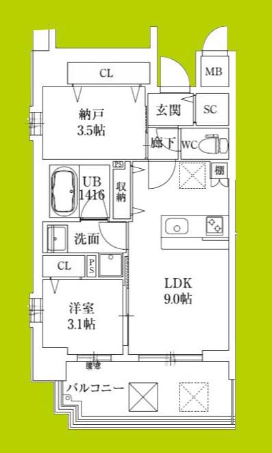 スプランディッド新大阪VIII(1SLDK/2階)の間取り写真