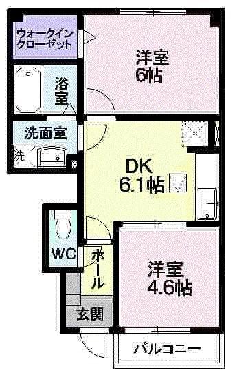 リバティーベルC(2DK/1階)の間取り写真