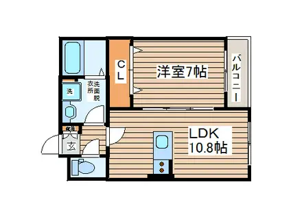 シルフソア(1LDK/2階)の間取り写真