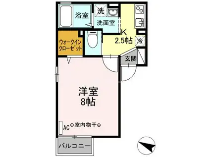 セレーノ(1K/2階)の間取り写真