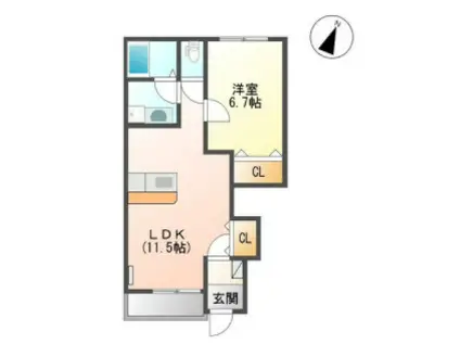 サンフィット北野III(1LDK/1階)の間取り写真