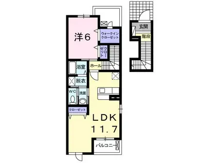 エアリーゴウドI(1LDK/2階)の間取り写真