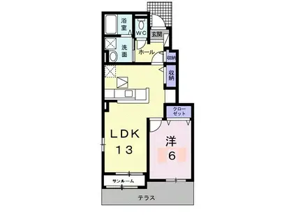ルクア三条 A(1LDK/1階)の間取り写真