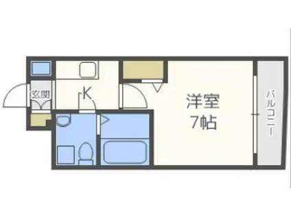 セレニテ上町台(1K/7階)の間取り写真