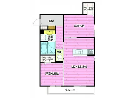 クレール山本(2LDK/1階)の間取り写真