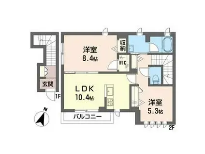 ヌーンリバーIII(2LDK/2階)の間取り写真