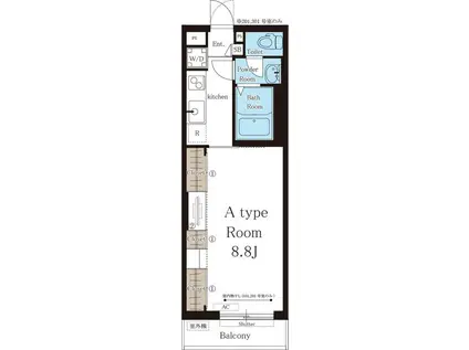 リブリ・シーサイドコート芦屋(1K/2階)の間取り写真