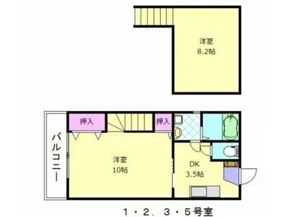 Fガーデン教育大前I(1K/2階)の間取り写真