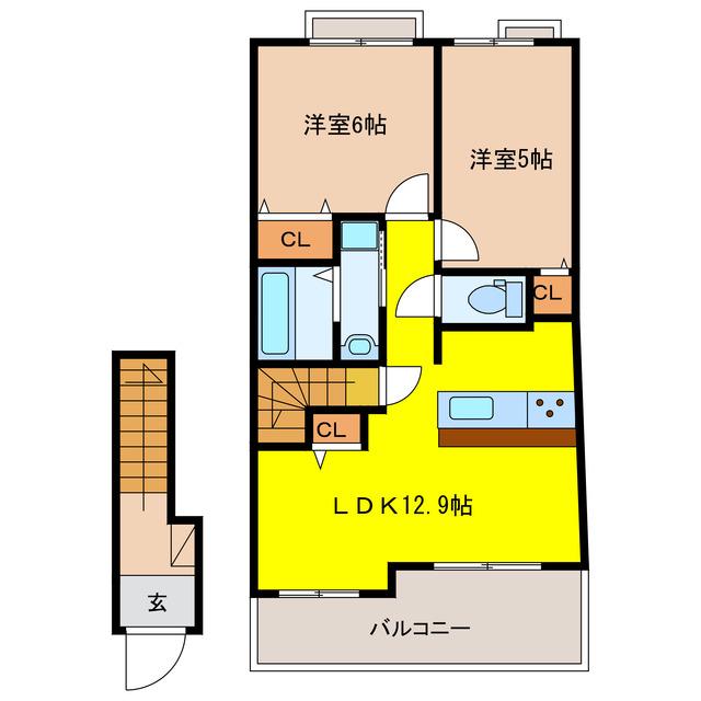 フォルトゥーナ(2LDK/2階)の間取り写真