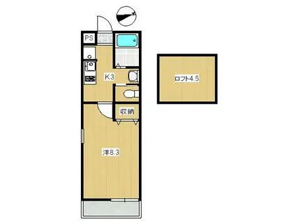 TAKE V(1K/2階)の間取り写真