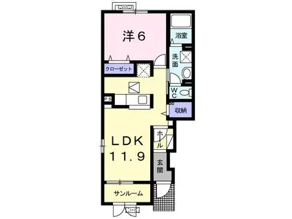 カルド・カーサ 山宮(1LDK/1階)の間取り写真