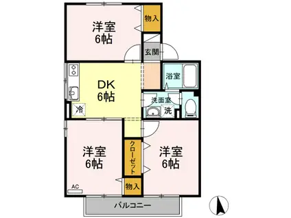 ピュアメゾンC(3DK/2階)の間取り写真