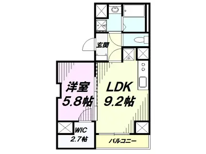 ミカーサ八木町(1LDK/6階)の間取り写真