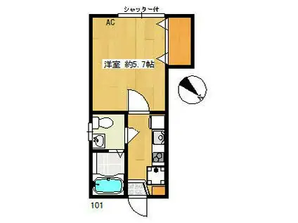 リンナン目白(1K/1階)の間取り写真