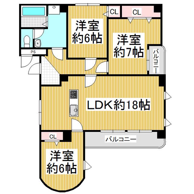 グランメゾン山崎(3LDK/3階)の間取り写真
