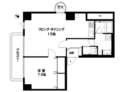 白金台ハウス(1LDK/5階)の間取り写真