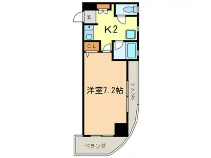 ピアチェーレ伊勢山(1K/4階)の間取り写真