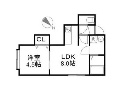 サニーハイム(1LDK/2階)の間取り写真
