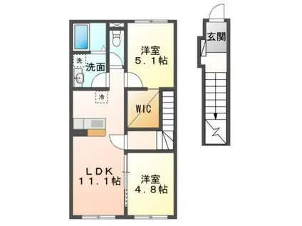 久居野村町アパート(2LDK/2階)の間取り写真