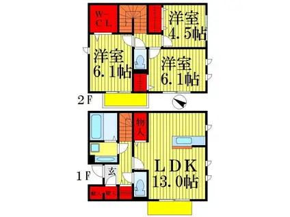 SALLE DE SEJOURB(3LDK/1階)の間取り写真
