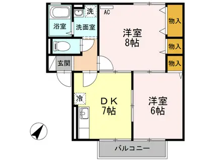 セジュール大前(2DK/2階)の間取り写真