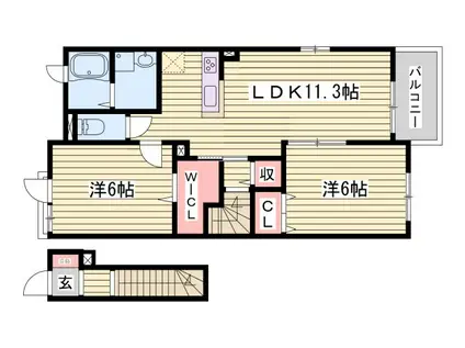 アンジュ エールI(2LDK/2階)の間取り写真