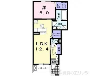 ヴィアーレI(1LDK/1階)の間取り写真