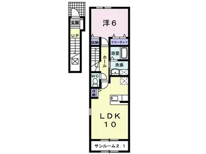 カーサヴィオラB(1LDK/2階)の間取り写真