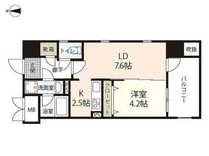 セントラルアヴェニュー下石井(1LDK/6階)の間取り写真