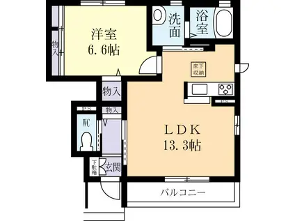 エーデル小松ヶ丘(1LDK/1階)の間取り写真