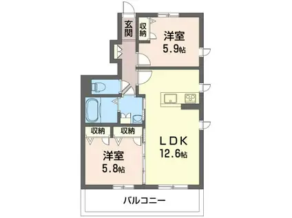 ブルーコーラルC(2LDK/1階)の間取り写真