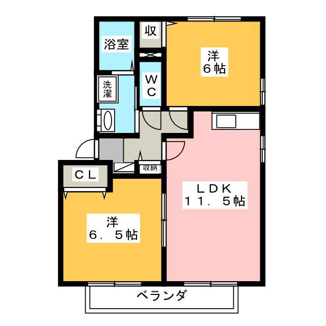 セジュールMOE A・B(2LDK/2階)の間取り写真